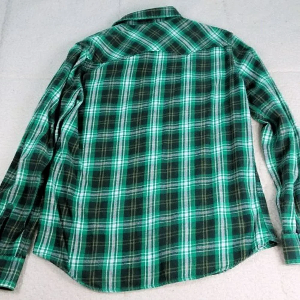 Western Levis Pearl Snap Green/Black Medium